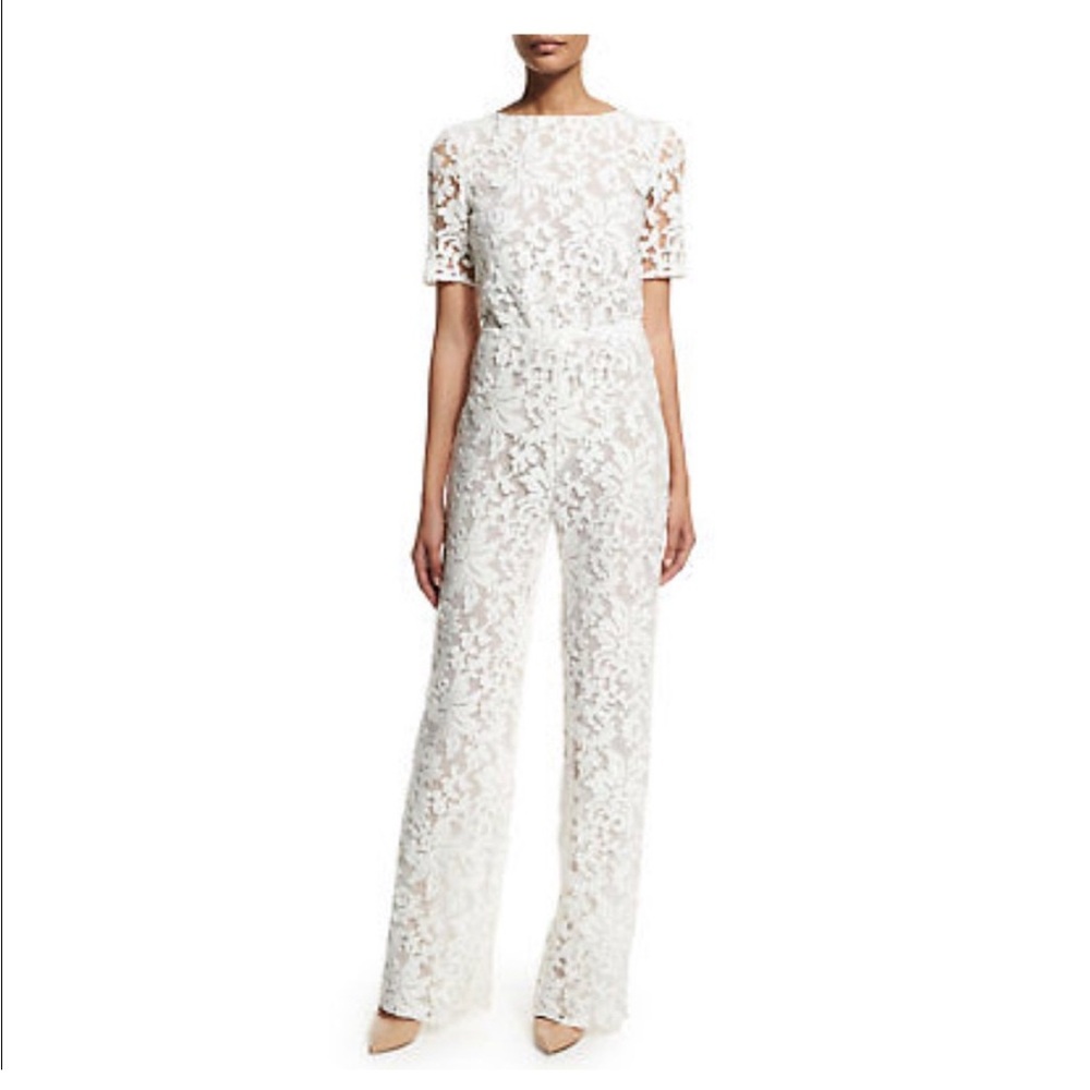 Diane Von Furstenberg White Lace Jumpsuit